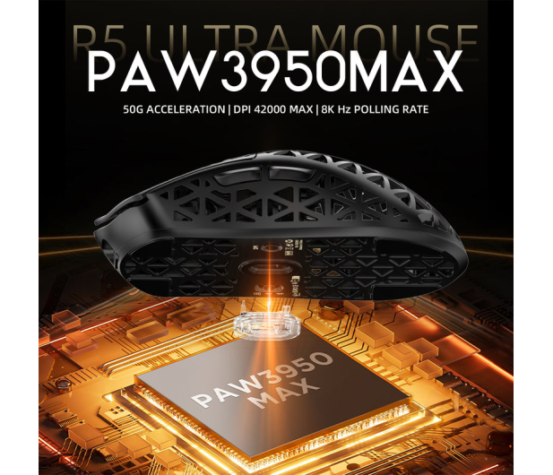 Attack Shark R5Ultra UltralightCarbon 8kHz/42kDPI PAW3950MAX Omron czarna 6972792470573 - 1350006 - zdjęcie 6